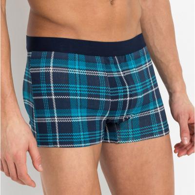 China Antibacterial Men Boxer Briefs Popular Classic Plaid Underwear for sale