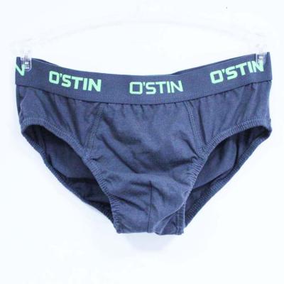 China Antibacterial High Quality Cotton Yarn Dyed Blue Boys Plain Thong Underwear for sale