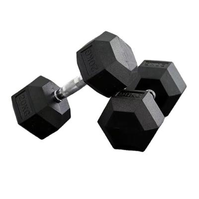 China Wholesale Home Gym Fitness Equipment High Quality Hex Rubber Cover Dumbbell for Arms Various Weights From 2.5kg to 40kg for sale