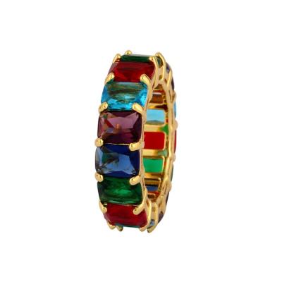 China Hiphop Hiphop Jewelry 18K Gold Plated Mens Rainbow Wand Ring for sale