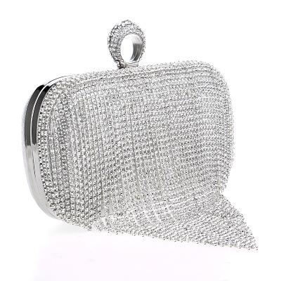 China SP1001 High-level luxury jewelry ladies wedding small party beaded hand evening diamond tassel clutch bag for women for sale
