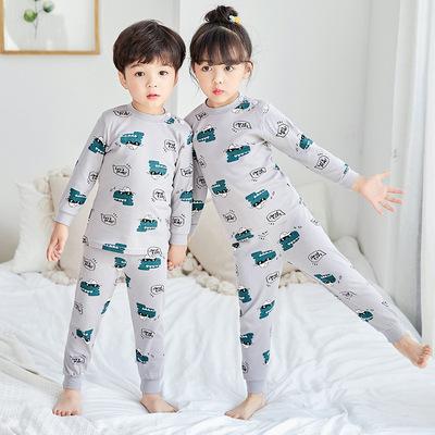 China Wholesale Thermal Underwear Set Hot Autumn Kids Cartoon Pants 100 Cotton Knit Long Sleeve Baby Pajamas Set for sale