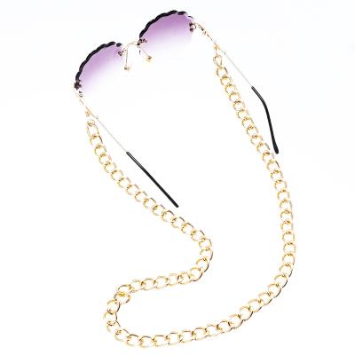 China Fashionable. Bold. Eye catching fashionable bold metal glass chain gold plated exaggerated hanging sunglass neck strap for party for sale
