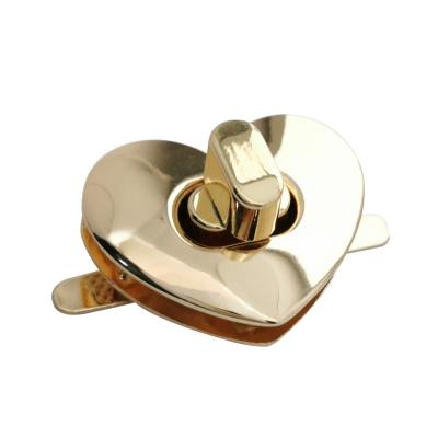 China nickel free luggage bag hardware twist lock heart shape purse closure lock for bags accessories wholesale for sale