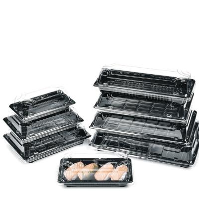 China Fabricante mayorista de sushi negro para ir cajas de embalaje de vacío formado cajas de sushi de plástico de calidad alimentaria cajas de embalaje en venta