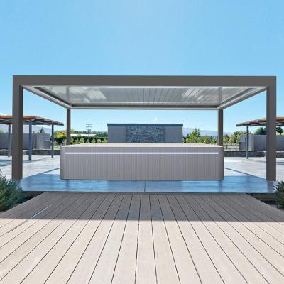 China New ECO-FRIENDLY Hidden Lighting Design Easily Assembled Metal Motorized Waterproof Aluminum Louvered Pergola For Garden for sale