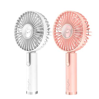 China Removable Easy Clean Actions Mini Hand Held Cover Fan with USB Rechargeable Battery 3 Speed Personal Desk Table Fan with Base Exterior Green Pink White for sale