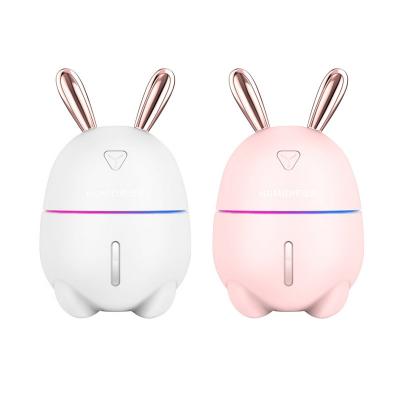 China Car Cool Mist Rabbit Humidifier for Bedroom with Adjustable Spray Mode, 300ml Water Tank, 7 Colors Ambient Light for sale