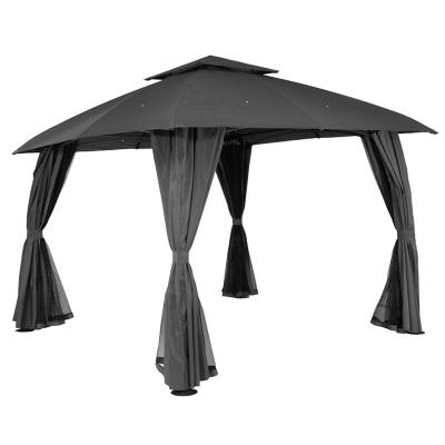 China Weather Resistant 3x3M Waterproof UV Garden Pergola with Screen and Awning Curtain Waterproof Gazebo Tent Steel Pavilion for Outdoor BBQ for sale