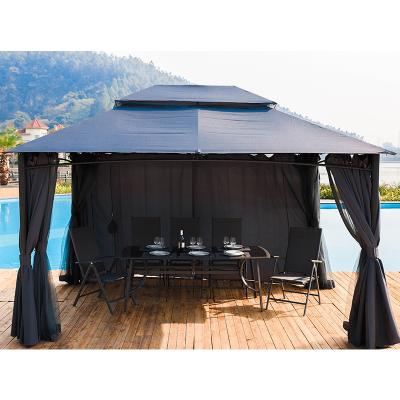 China Weatherproof Garden Gazebo UV Resistant Cheap Steel Frame Outdoor Double Roof Lawn Europe Gazebos Patio Pergola for sale