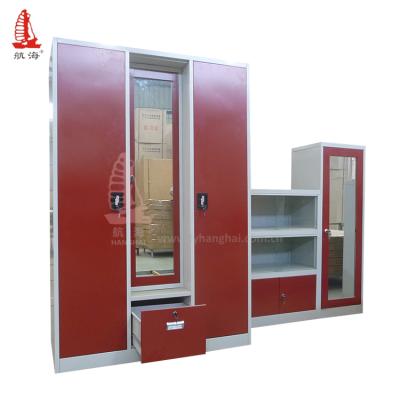 China Foldable Red Bedroom Furniture Combined Bedroom Wardrobe for sale