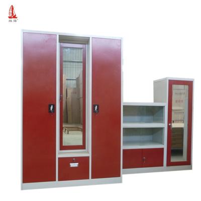 China Adjustable Bedroom Furniture Steel Wardrobe (Other) Cold Rolled Steel Wardrobe 3 Mirror Steel Door Wardrobe for sale