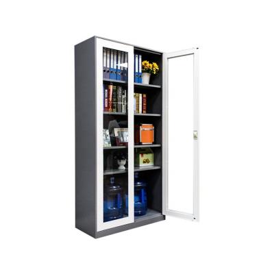 China Luxury Customized Modern Glass Folding Double Door Foldable Commercial Office Filing Cabinet With Shelf for sale