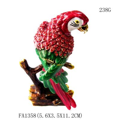 China Parrot birds design jeweled enamel trinket box Parrot bird trinket boxes for sale