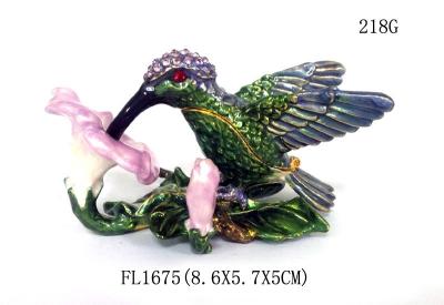 China New hummer bejeweled rhinestone crystal bird enamel box hummer bird trinket box christmas gift box for sale