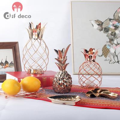 China Minimalist Personalized Gold Plated Ceramic Pineapple Decoration Bedroom Home Decor for sale