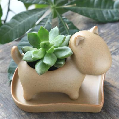 China Cartoon Sandstone Meat Mini Cute Pet Succulent Planter Perforated Flower Pot For Outdoor Garden Decoration for sale