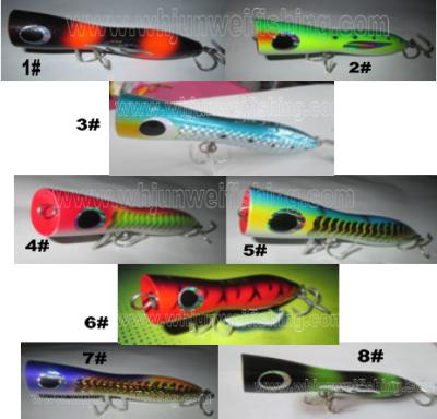 China 12cm/7g 18cm/105g 24cm/140g high quality hand made wooden popper fishing hard lure /popper fishing bait/trolling lure for sale