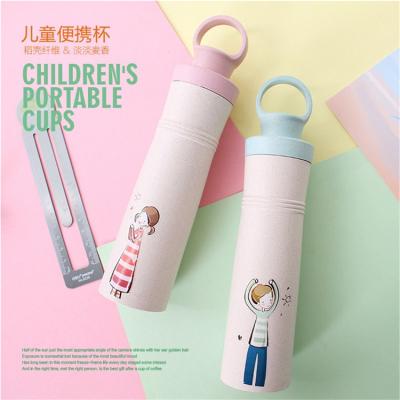 China Unique Design Food Grade Wheat Straw Water Bottle For School Kids Viable With Hangrip for sale