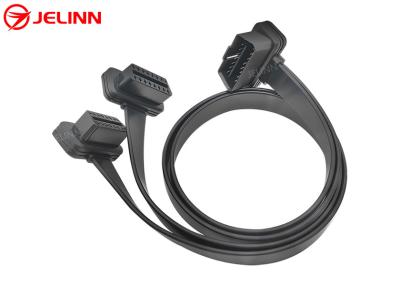 China OBD2 OBDII 16 Pin J1962 Right Angle Male to Dual Female Flat Y Cable for sale