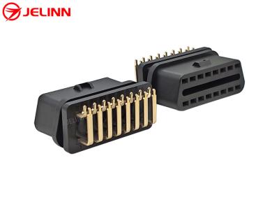 China OBD 2 OBD2 OBDII Female Connector With Right Angle Gold Plated Pin Bent Towards the Narrow Side for sale