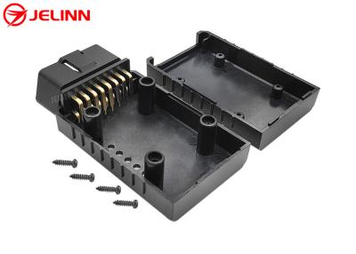 China OBD2 Enclosure OBD 2 Plastic Housing Case With 90 Degree Right Angle Pin Connector and Screws for sale