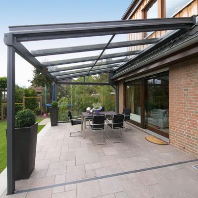 China 10mm Screen Tempered Glass Panels Aluminum Frame Roof Design Dome Window Skylight Pergola Electric Automatic Retractable Profile for sale