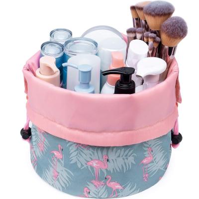 China Waterproof Drawstring Bag Large Barrel Makeup Drawstring Bag Cosmetic Pouch Cosmetic Bag Toiletry Organizer for sale