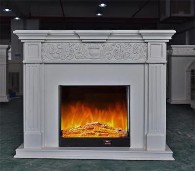 China Decoration LED Corner Electric Fireplace , Ivory White Recessed Electric Fireplace for sale