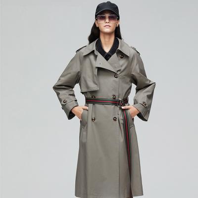 China Khaki Breathable Women Double Breasted Gap Coat With Belt Classic Office Lady Casual Business Outwear Spring for sale