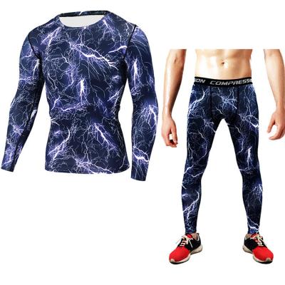 China Antibacterial Mens Compression Sleeve Long Gym Leggings Fits Breathable Exercise Fitness Sets S-3XL for sale