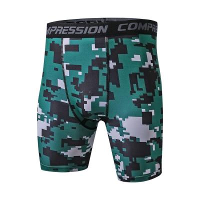 China Antibacterial Mens Sublimation Print Compression Shorts Camouflage Gym Fitness Shorts for sale
