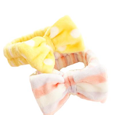 China Japan and Korean Style Headband Hair Femm Striped Dot Coral Fleece Elastic Headband for Women Girl SPA Makeup Headband Hair Accessories Autumn Winter Sport Hairbands for sale