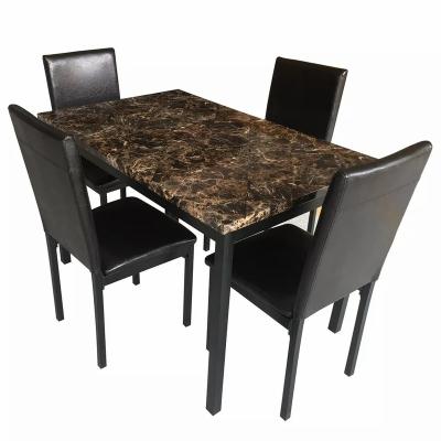 China Adjustable (height) Modern Design Cheap Dining Room Furniture Top Black Dining Table 6 Seats Metal Legs Glass Style Type for sale