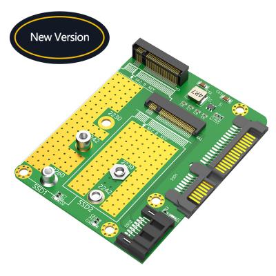China SATA 3.0 22PIN Interface naar 2 x NGFF M.2 Sleutel-B Sleutel B+M SATA SSD Adapter Converter Card Met SATA 7Pin Data Cable Te koop