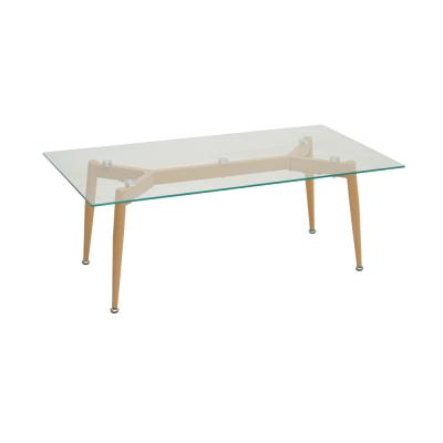 China Dining Room Furniture Wooden Frame Restaurant Hotel Tempered Glass Top Luxury Dining Table for sale