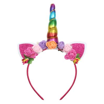 China Blinking Gender Reveal Party Headdress Kids Princess Flower Unicorn Rabbit Ears Unicorn Headband Girls Baby Girls 1st Birthday Gifts Hair Accessories for sale