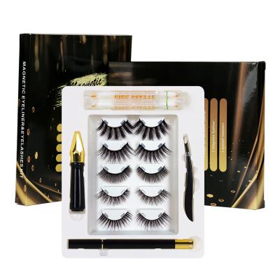 China Easy Wear 100% Handmade Silk False Eyelashes Magnetic Lashes Magnetic Eyeliner With Magnetic Eyelashes Packaging Box for sale