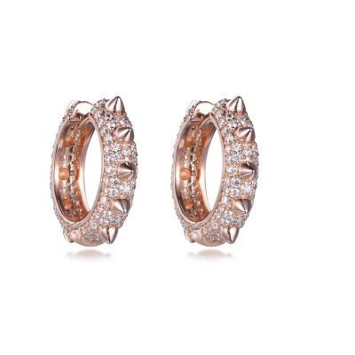 China Stylish Korean Circle Hoop Earrings of Sterling Silver Cubic Zirconia Rivets Fashion Lead Free Nickel Free 925 for sale
