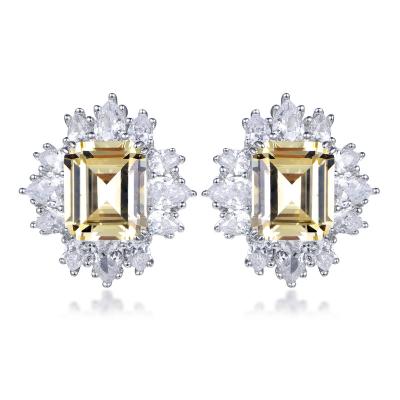 China 925 Trendy Silver Luxury Gemstone Stud Earrings Women Charms Stud Earrings for sale