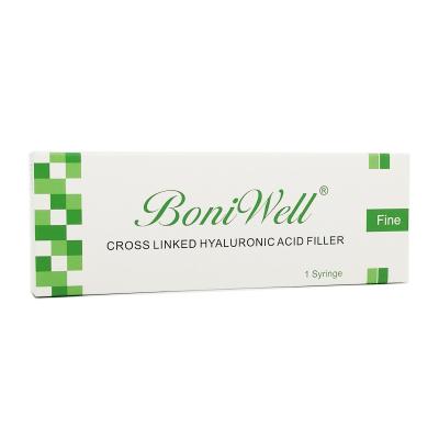 China BoniWell Fine HA Relleno dérmico 1 ml / 2 ml / 3 ml / 5 ml Gel de ácido hialurónico inyectable de enlace cruzado para la eliminación de arrugas de líneas finas en venta