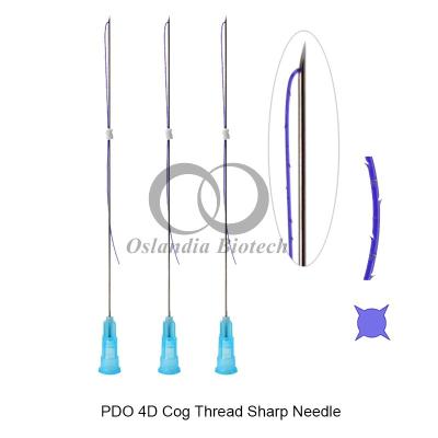 China Dermabelle Lift 4D PDO Cog Thread Sharp Needle Profesional Polydioxanone Absorbible Suturas de púas de púas para levantar el rostro V línea 20pcs/bolsa en venta