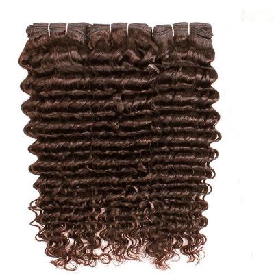 China # 4 Mediano Marrón Onda profunda Remy Ramos de cabello humano Coser en tejido Ramos de paquetes brasileños en venta