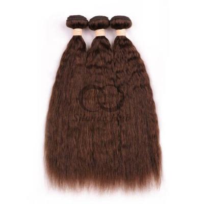China # 4 Mediano Marrón Kinky Recto Remy Ramos de cabello humano Coser en tejido Ramos de paquetes brasileños en venta