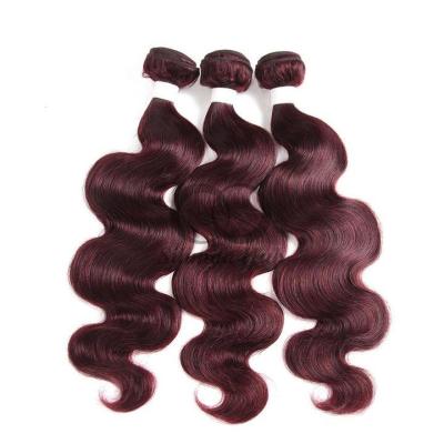 China #99J Dark Wine Body Wave Remy Human Hair Bundles Sew In Weave Bundles Brazilian Bundle Deals for sale
