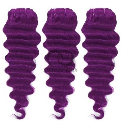 China Violeta Onda profunda Remy Ramos de cabello humano Coser en tejido Ramos de paquetes brasileños en venta