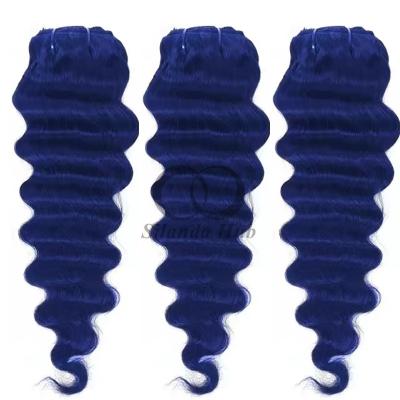 China Blue Loose Deep Wave Remy Bundles de cabello humano Cosido en tejido Bundles de paquetes brasileños en venta