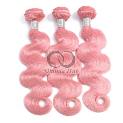 China Pink Body Wave Remy Human Hair Bundles Sew In Weave Bundles Brazilian Bundle Deals for sale