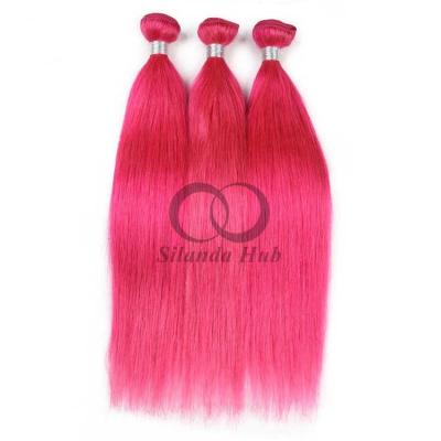 China Pink Straight Remy Human Hair Bundles Sew In Weave Bundles Brazilian Bundle Deals for sale