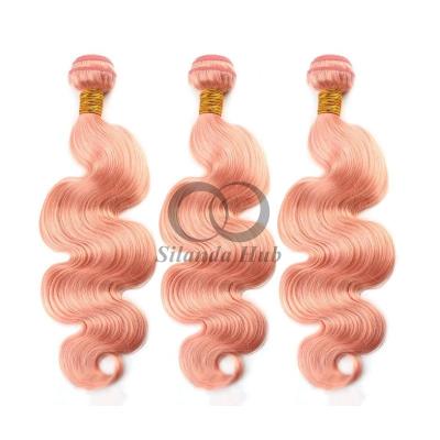 China Pink Body Wave Remy Human Hair Bundles Sew In Weave Bundles Brazilian Bundle Deals for sale